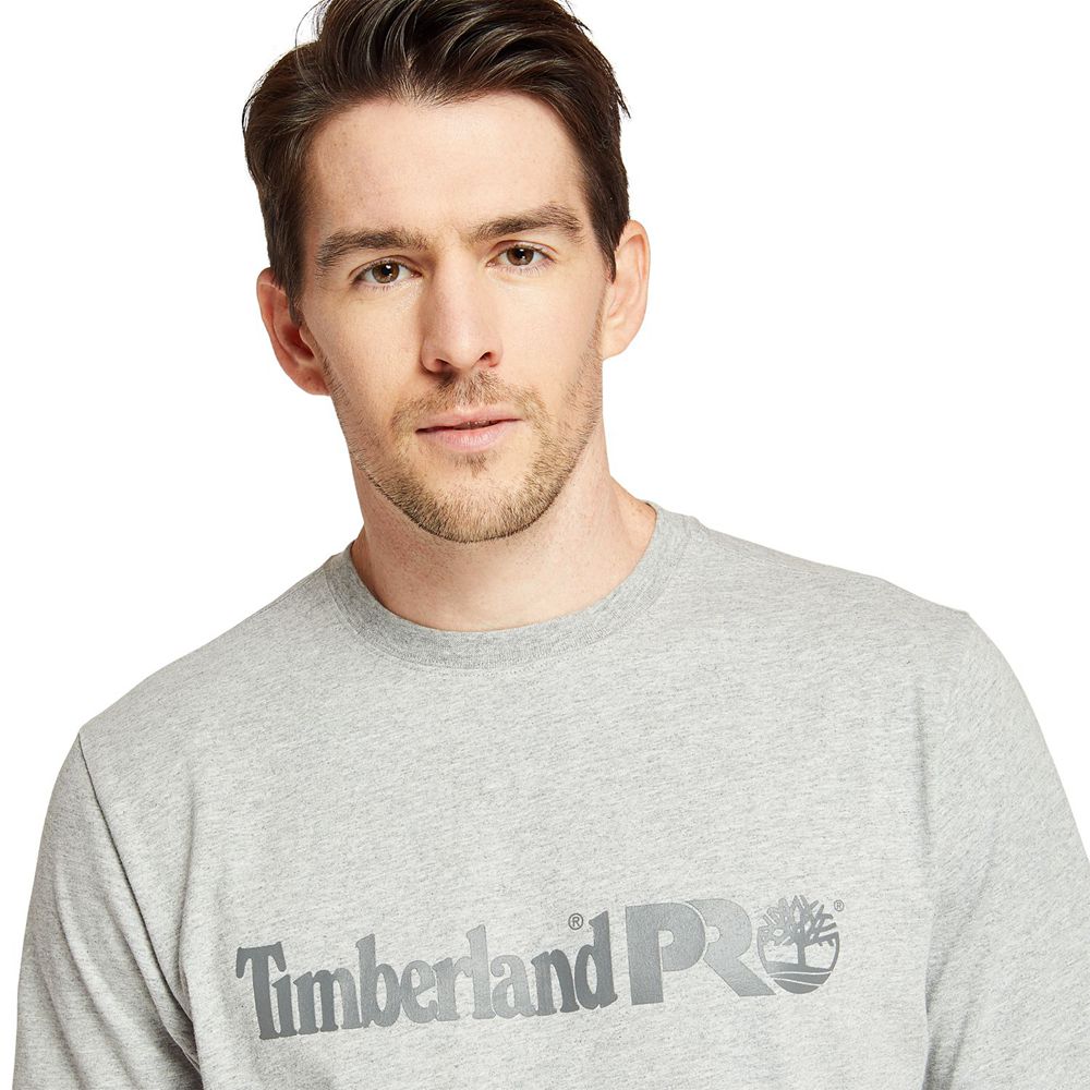 Camisetas Timberland Hombre Pro® Manga Corta Base Plate Wicking Logo Gris - Chile AUH-179350